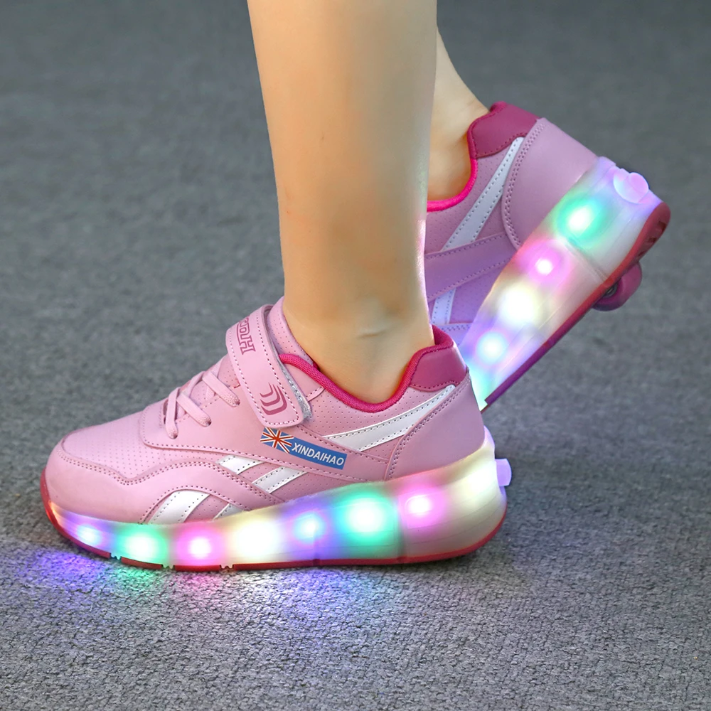 Heelies usb зарядка светодиодный светильник кроссовки с одним колесом мальчик девочка роликовые коньки повседневная обувь с роликом