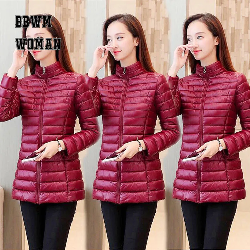 Теплая легкая женская куртка тонкая Корейская черная розовая бордовая 5 цветов