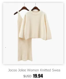 Jocoo Jolee, Женский вязаный свитер, платье, набор из двух частей, костюм, осень, круглый ворот, свободные пуловеры, топ, жилет, платье-карандаш, джемпер, женский