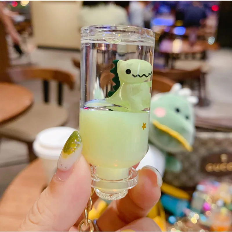 Горячий движущийся брелок с жидкостью милый динозавр зыбучие пески брелоки в