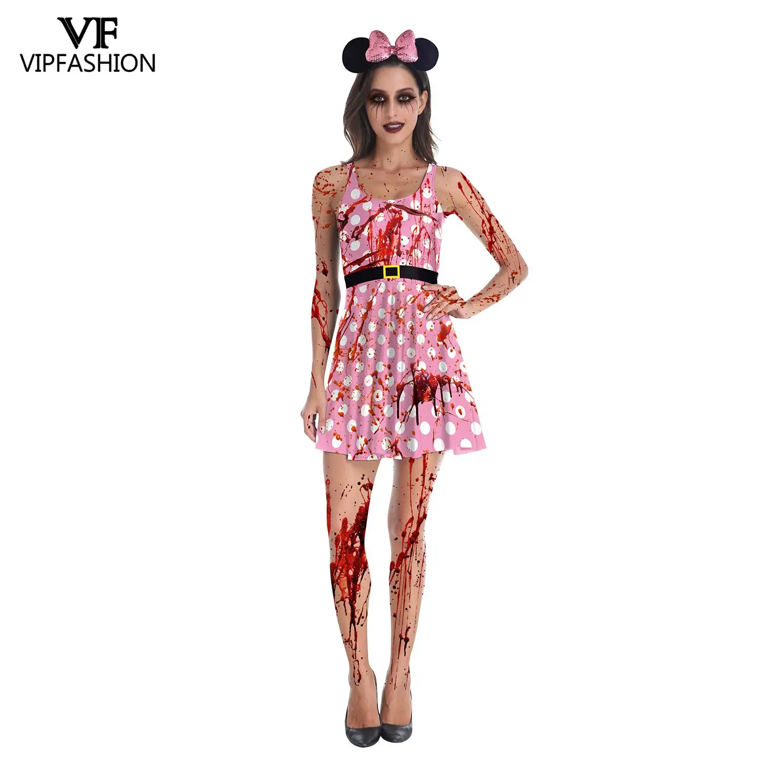 VIP Мода Хэллоуин вечерние платье горничной Косплей Анимация мир печатных