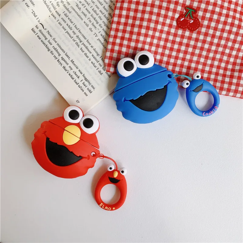 

Sesame Street Cookie Monster elmo Case For Airpods Cartoon Silicone Kawaii Wireless Headphones Shockproof Cover