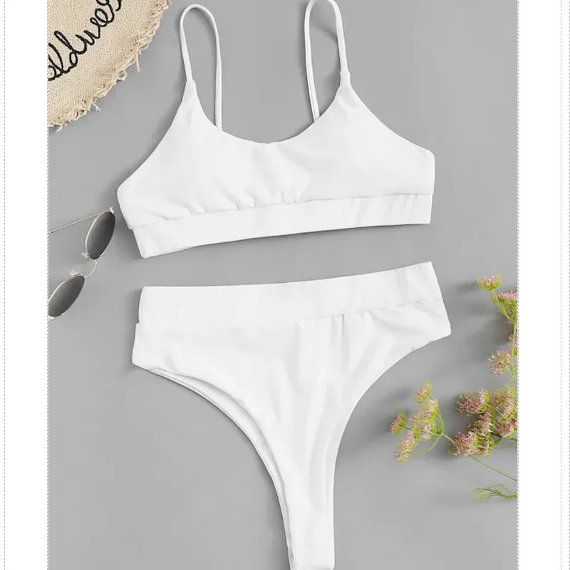 Женский комплект бикини с пуш-ап бюстгальтером бандажный купальник высокой