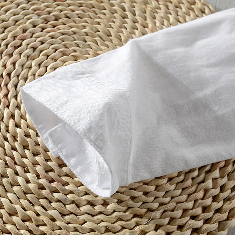 

2021 Men's new cotton and linen long-sleeved shirt white casual shirt men brand fashion solid shirts men tops 4XL