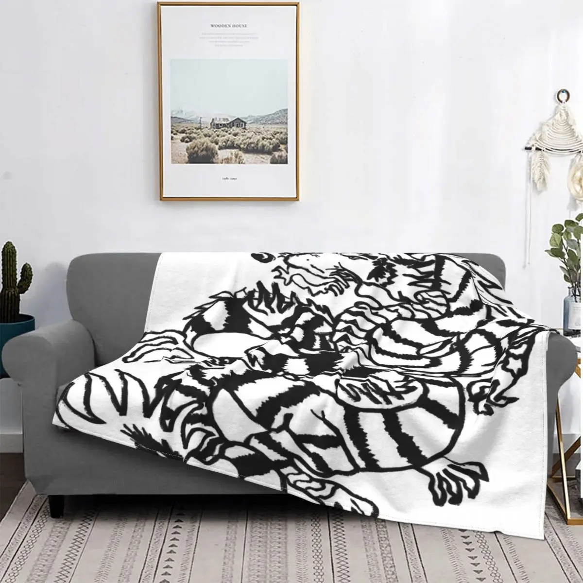 Dragon 8-Manta a cuadros para cama, funda de lino para sofra, colcha de verano