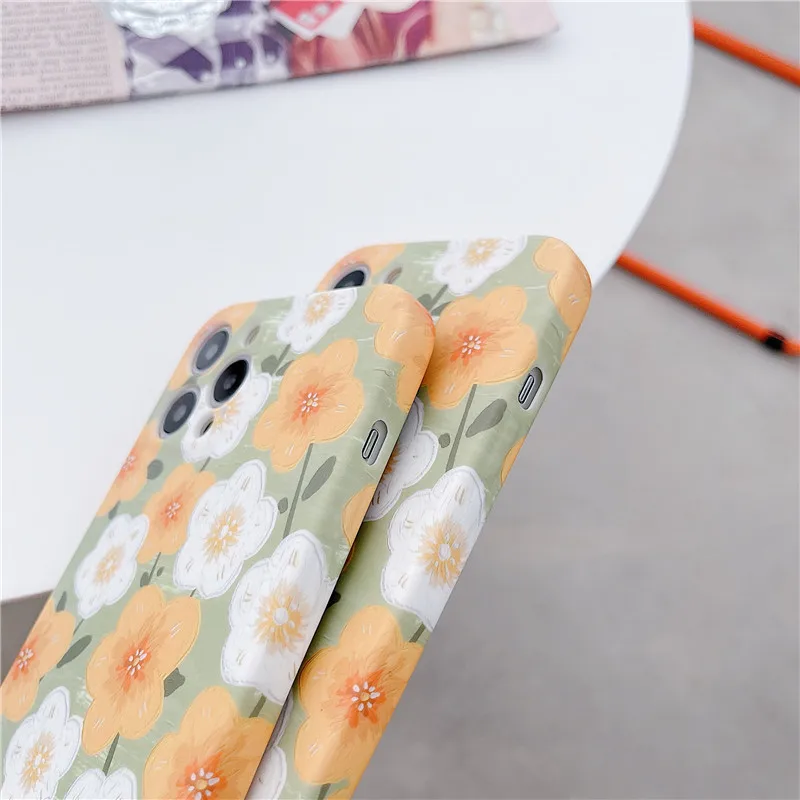 

Lovely painting floral Phone case for iphone 12 Pro Max 11 11Pro Max XR X XS Max SE 7 8 Plus Scrub soft silicone tpu case cover