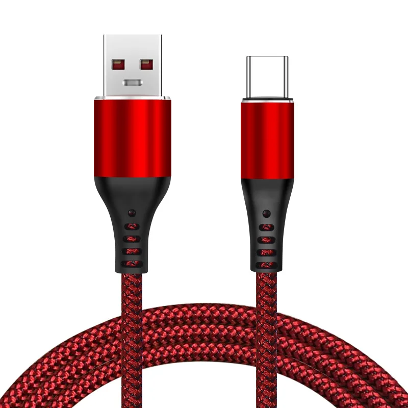 

5A USB Type C Cable for Samsung S20 Fast Charging Type-C Charger Data Cable for Xiaomi Redmi Huawei USBC cable Nylon Braided 1m