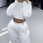 Женский спортивный костюм из двух предметов, мягкие хлопковые спортивные комплекты с капюшоном, укороченные топы на завязках, осенние спортивные штаны с высокой талией, 2021