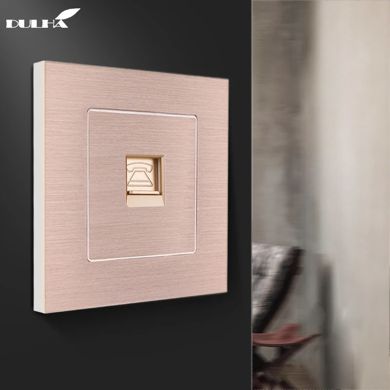 Телефонная розетка RJ11 матовая алюминиевая атласная металлическая панель