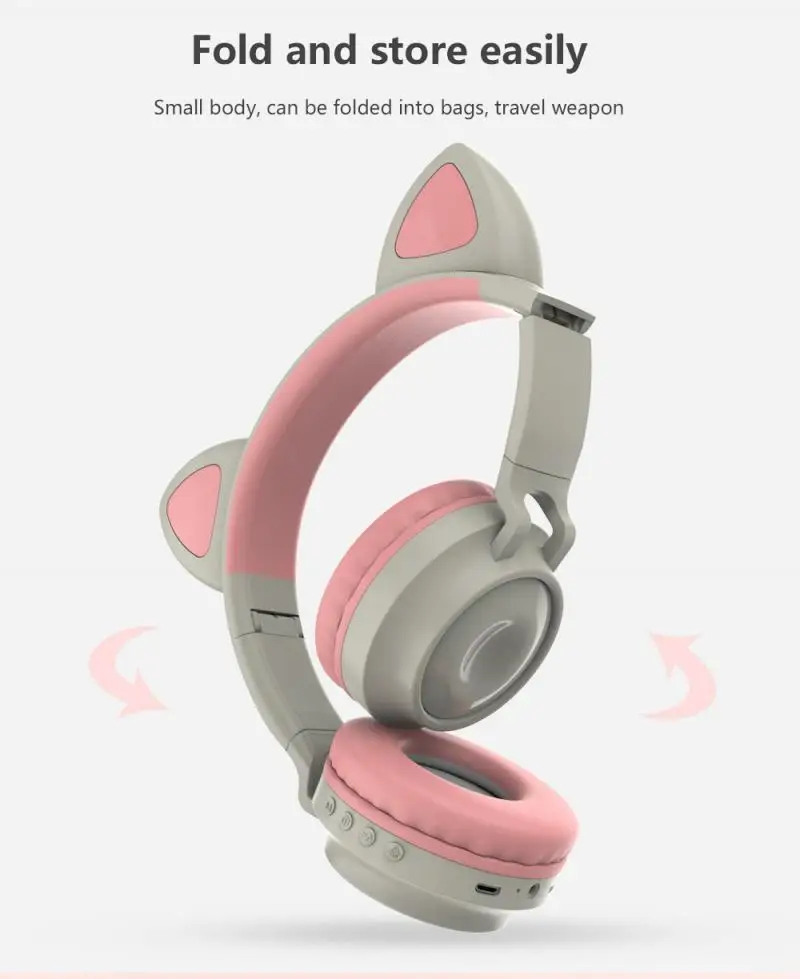 Детские наушники ZW 028 Cute Bluetooth 5 0 светодиодный нитура со светодиодсветильник кой в