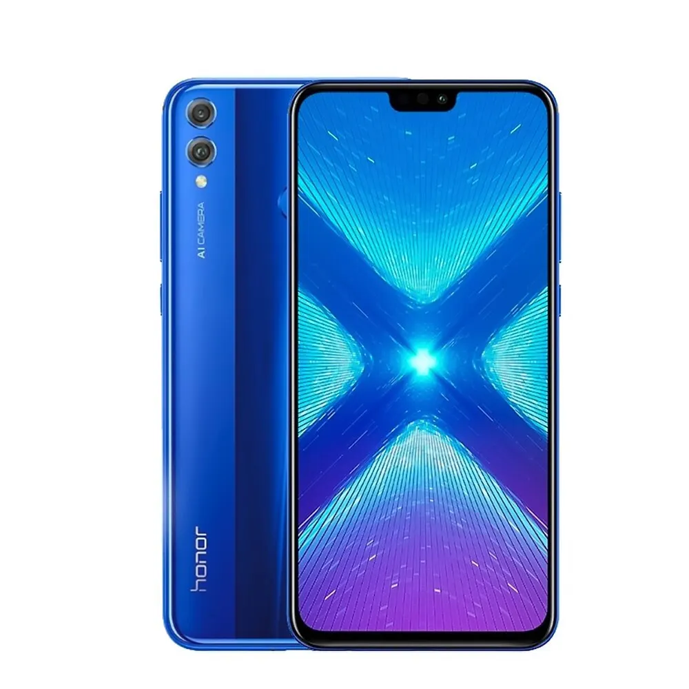 Синий Мобильный телефон Honor 8X с глобальной ПЗУ, экран 6,5 дюйма, аккумулятор 3750 мАч, двойная задняя камера 20 МП, многоязычный смартфон - Цвет: Синий