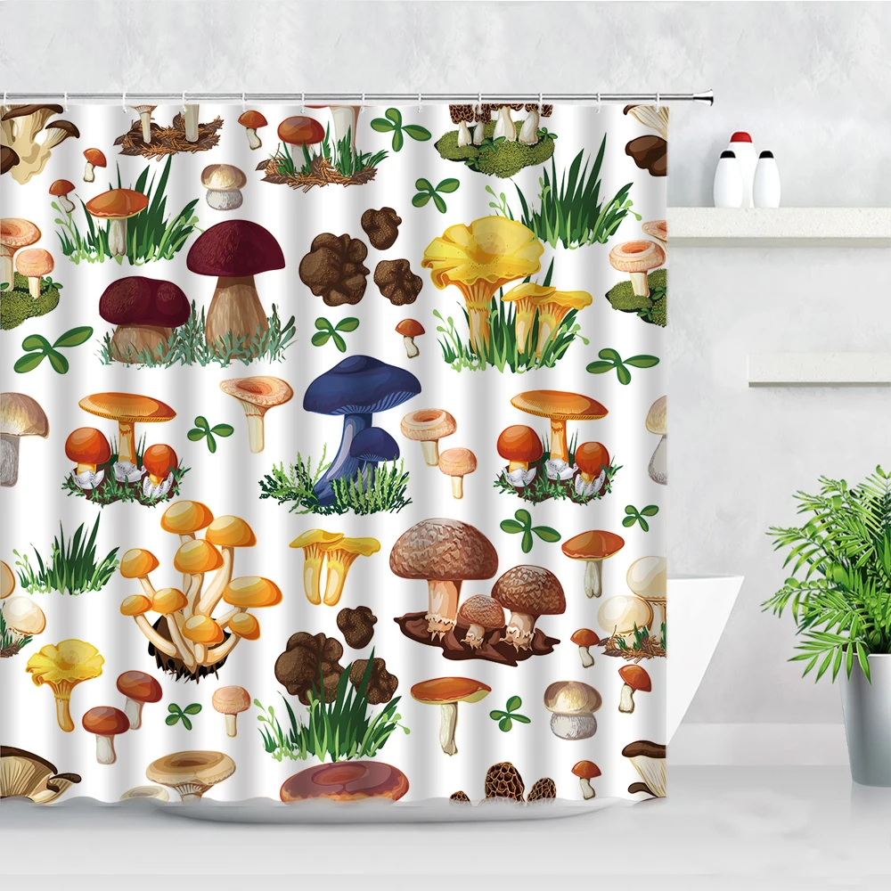 

Натуральный гриб душ Шторы s с зелеными растениями; Домашний декор полиэстер ткань детские Ванная комната Шторы комплект Водонепроницаемый...