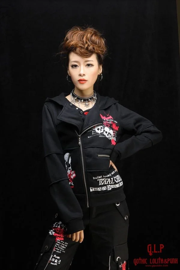 

Lifting magic sigh lifting GLP punk visual skeleton Harajuku Unisex Long Sleeve Jacket 71274