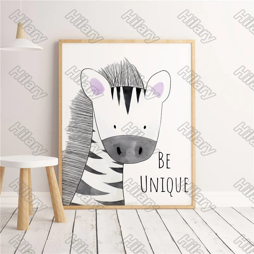 

Poster Cartoon Cute Animals Canvas Painting Wall Art Nature Home Decoration for Living Room and Bedroom Frameless Style
