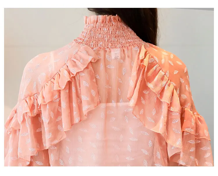 

New Autumn Fashion Print Chiffon Women Blouses and Tops Blusas Mujer De Moda Long Lantern Sleeve Loose Slim Women Shirts 6455 50