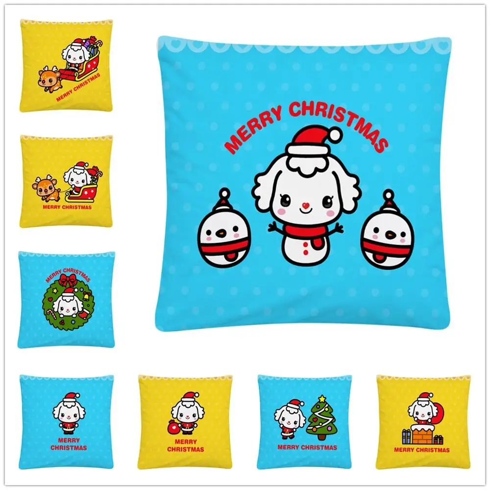 

Милый Рождественский чехол из овечьей кожи с мультяшным рисунком, мягкая короткая плюшевая наволочка для подушки, чехол для домашнего дива...