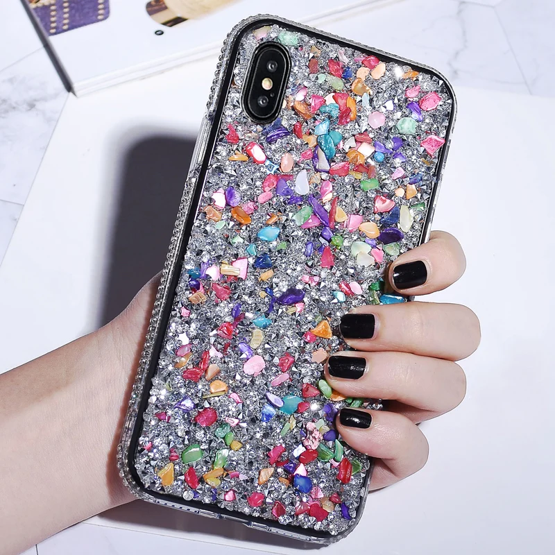 Роскошный блестящий чехол для телефона со стразами iphone X XS MAX XR 7 8 6 6s Plus цветные