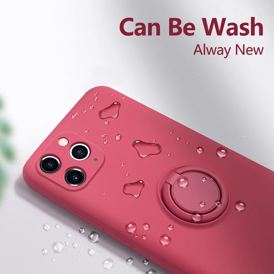 

Case For iPhone 12 Pro Case Ring Holder in One Finger Original Silicone For iPhone 11 Pro Max 12 Mini XR X XS Max 7 8 Plus Case