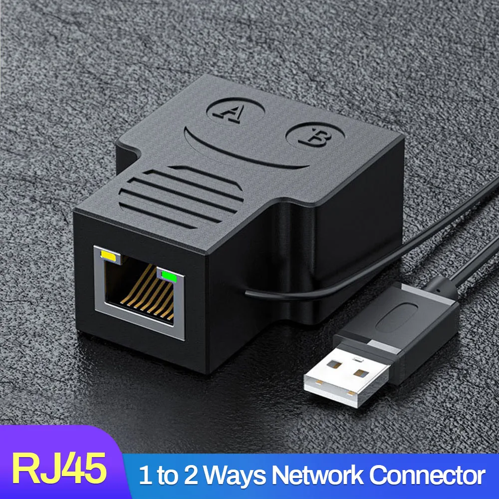 

RJ45 Splitter Ethernet Adapter 1 To 2 Modular Plug 500Mbs Lan Cable Extender Splitter For Internet Connection Coupler Contact