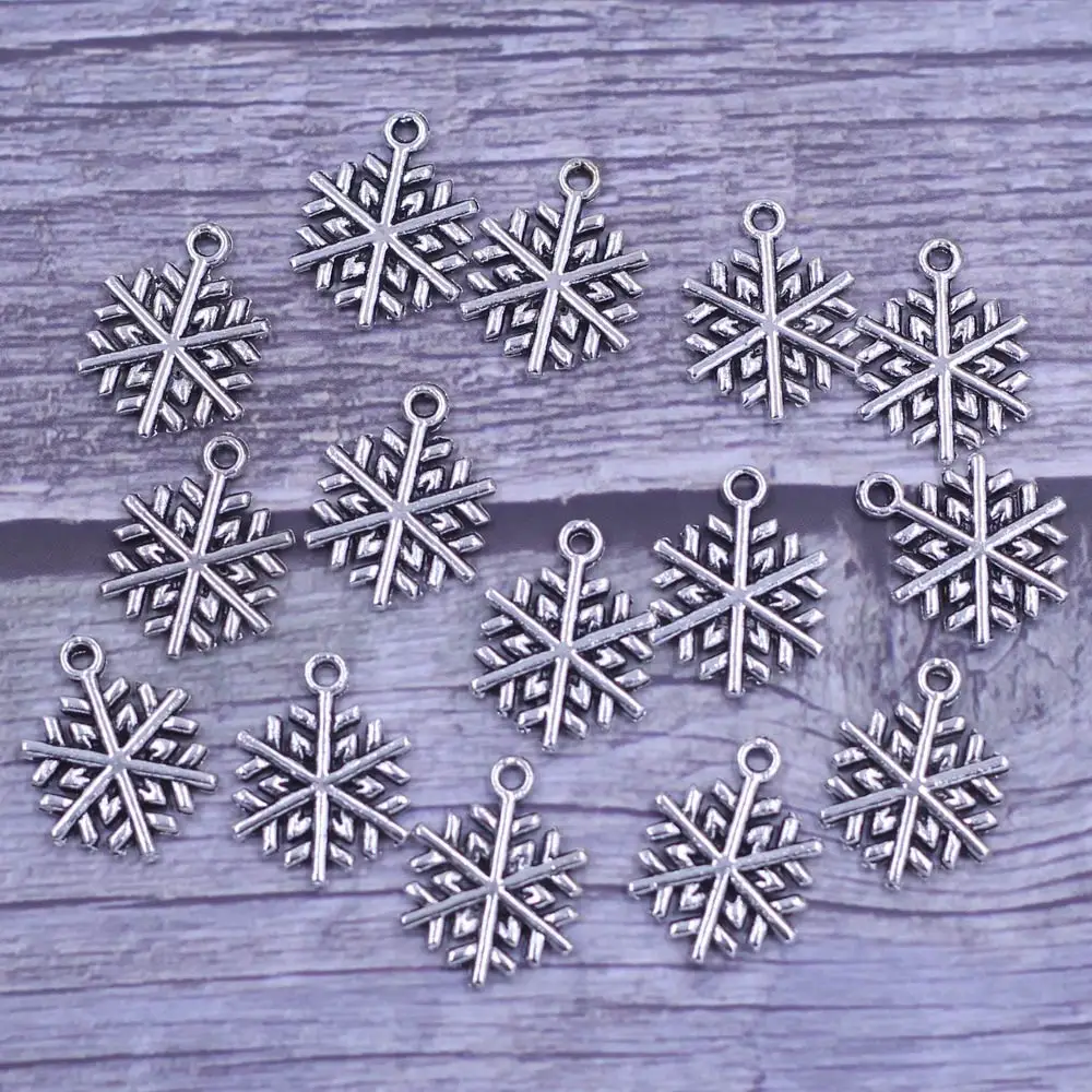 

15Pcs Pendants Snowflake Christmas Metal Silver Tone Jewelry DIY Making Findings Charms 19x17mm