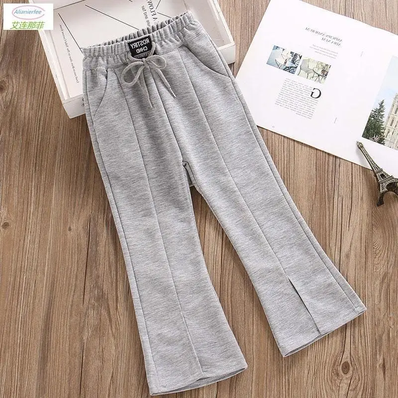 

Children's Pants Girls Bell Bottoms Fashion 2021 Spring Models New Black Spring And Autumn Outer Wear Split Pants