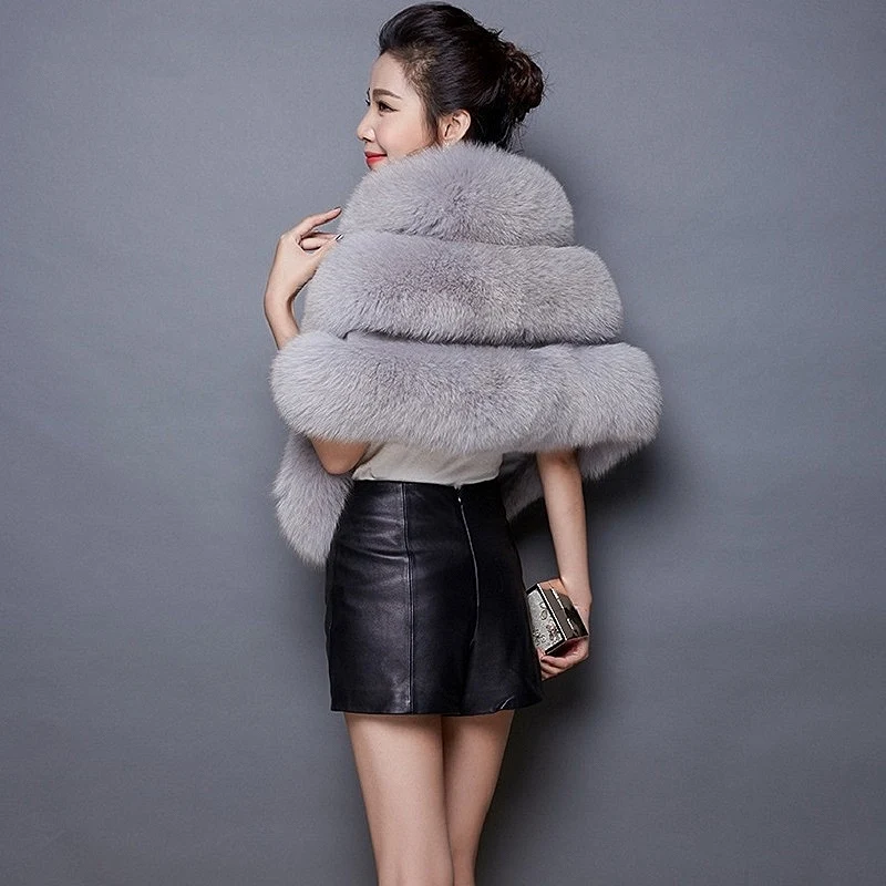 Женская накидка из искусственного меха Повседневная теплая Свадебная для