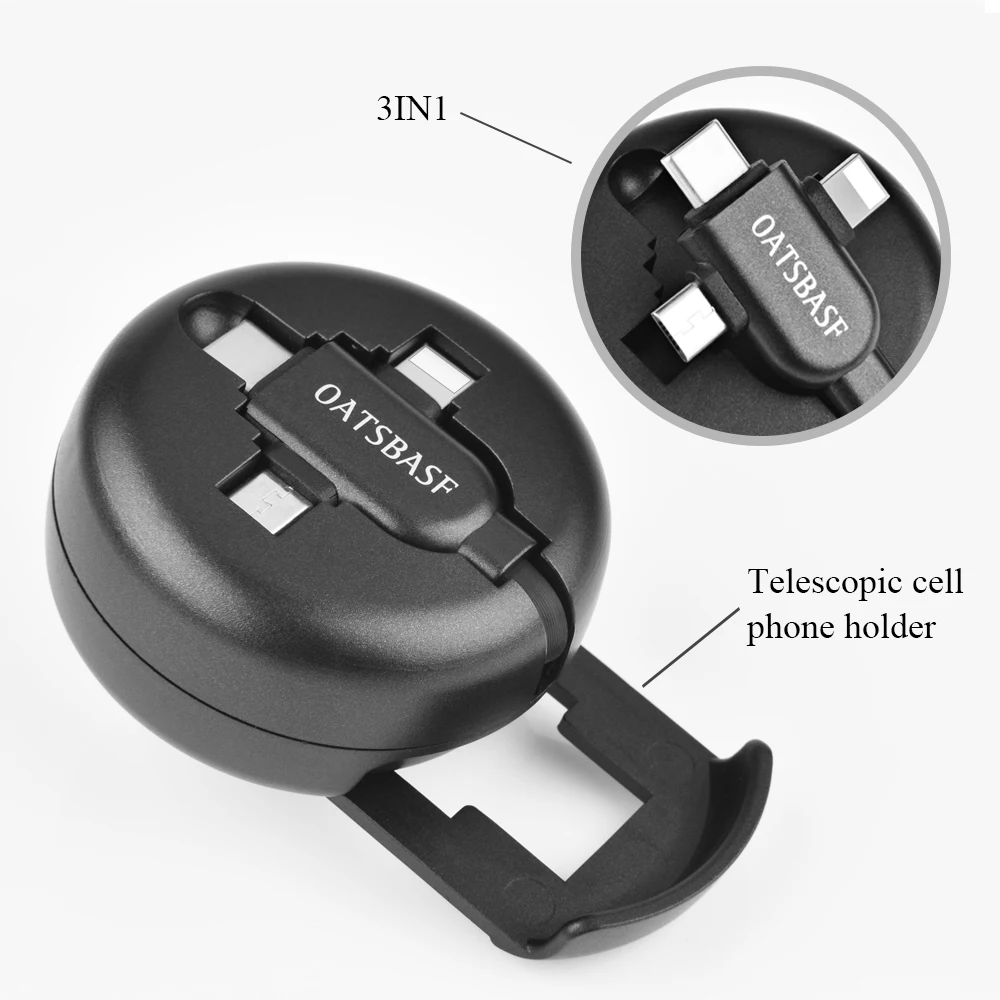 Телескопический usb кабель для зарядки с откидной крышкой 3 в 1 держателем телефона
