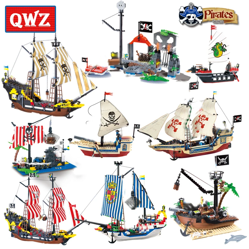 Наборы моделей DIY Пираты Замок фигурки Карибского моря строительные блоки