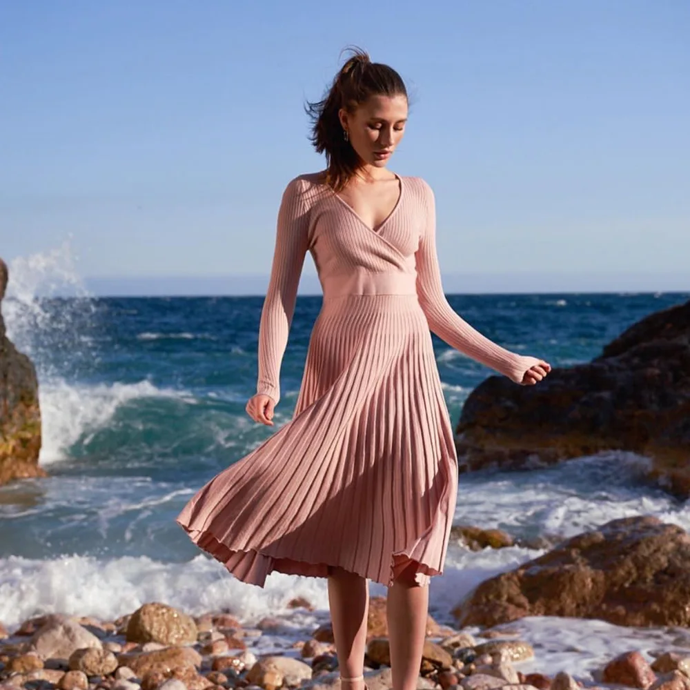 Трикотажное соблазнительное Плиссированное облегающее вечернее платье женское