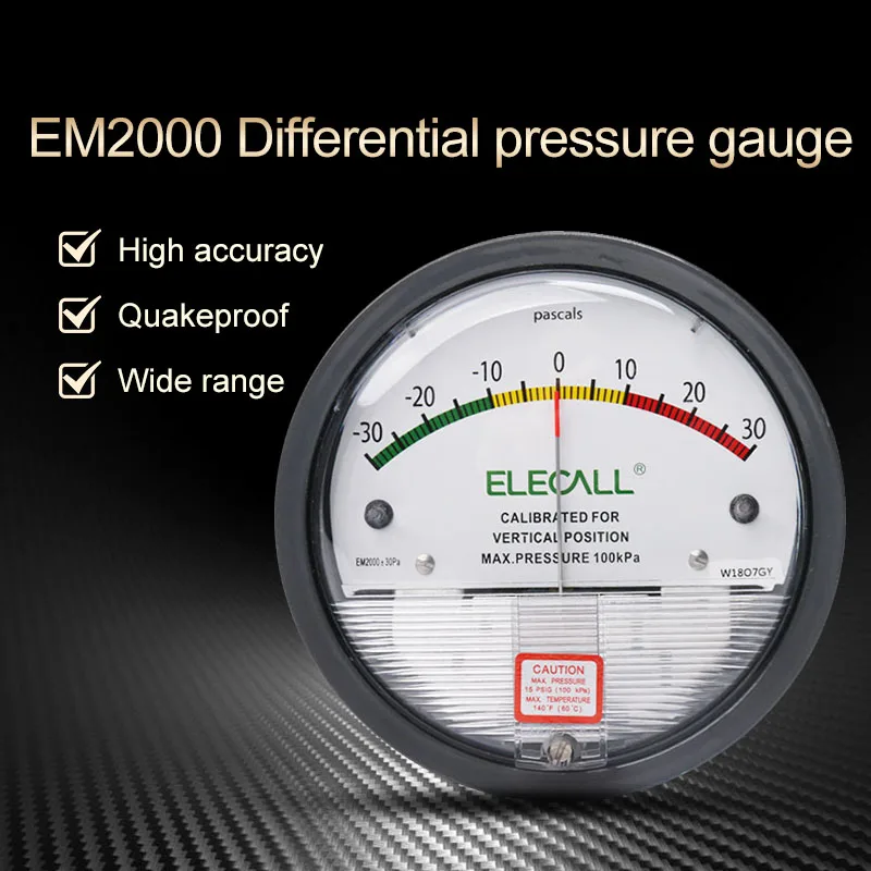 

ELECAL дифференциальный манометр, барометр, микроманометр, аналоговый манометр, указатель для счетчиков воздуха и газа,-30 кПа, EM2000