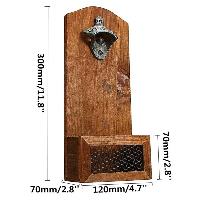 

Wall Hanging Mount Beer Bottle Opener Creative Retro Bottle Opener Artifact Creative Wooden Drink Cap Opener For Home Kitchen