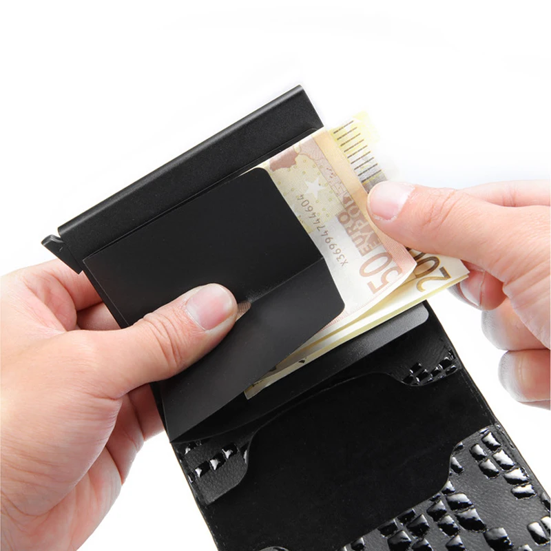 

Rfid Blocking Men Bank Credit Card Holder Protection Smart Wallets Metal Aluminum Business Bank Card Case Creditcard Cardholder