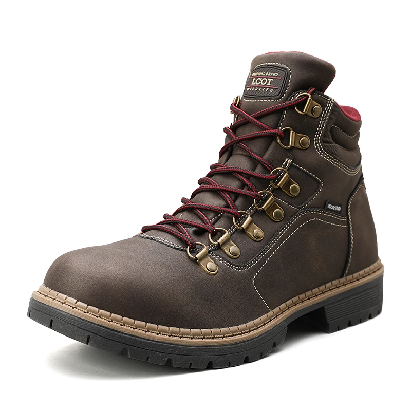 Мужские кожаные ботинки на шнуровке коричневые повседневные ботильоны в