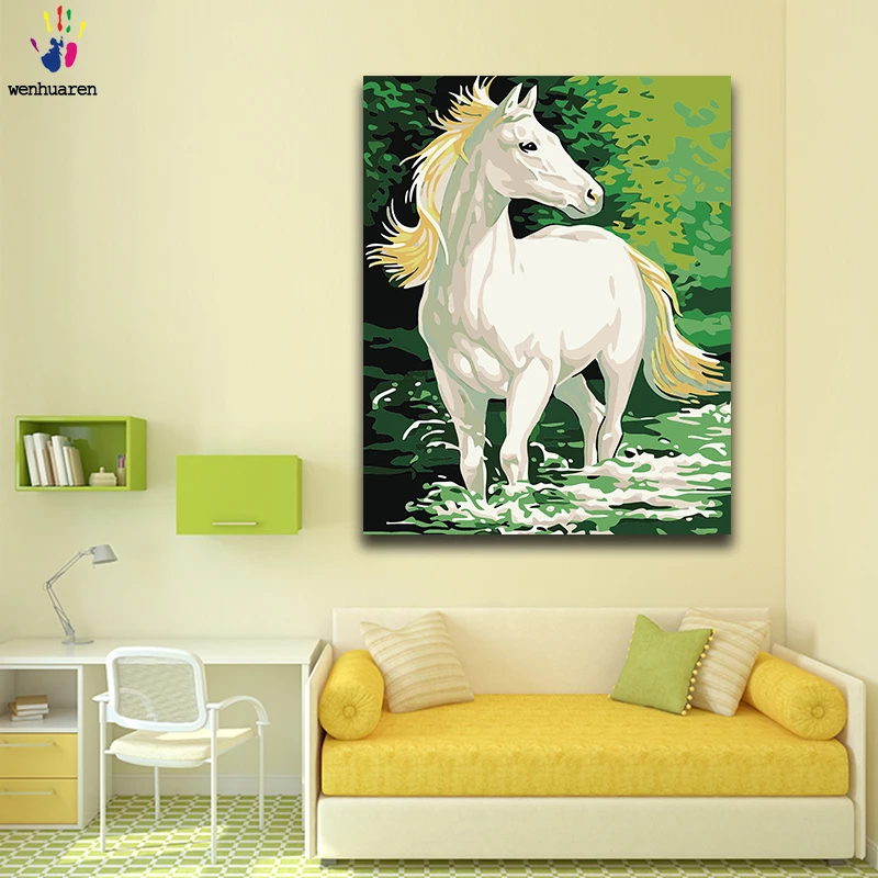 DIY Раскрашивание по номерам лошади картины Пастбище с комплектами 40x50 в