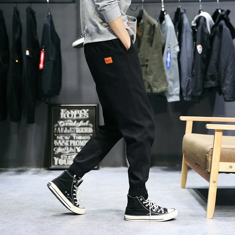 

New Fashion Men Solid Joggers Pants Big Pockets 2021 Pencil Harem Pants Plus Size M-5XL Autumn Hip Hop Streetwear Trousers 9917