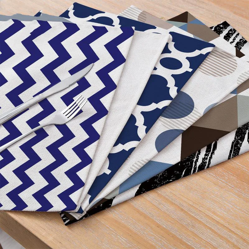 Elife геометрические скатерти узор синяя волна богемное льняное украшение для