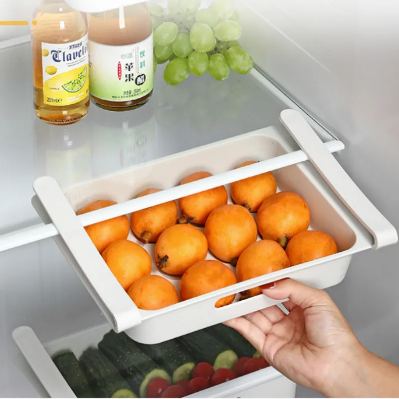 

New Kitchen Fruit Egg Organizers Storage Rack Box Fridge Freezer Shelf Holder Pull-out Drawer Space Saver Kitchen Accessories
