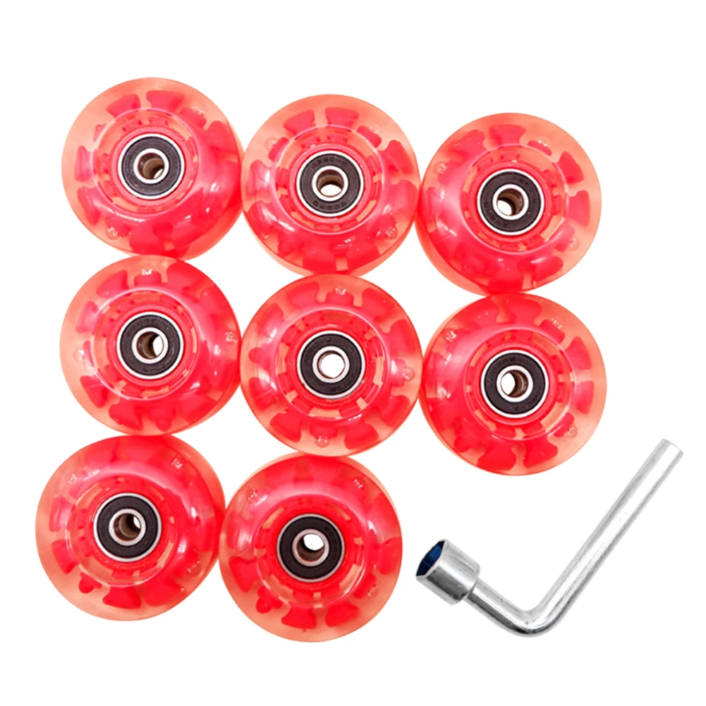

8pcs Skateboard Outdoor Bearing LED Luminous Roller Skate Wheel Durable 32mmx58mm With Core Replacement Part Wear Resistant 82A