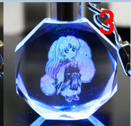 Inuyasha модный брелок со стразами мультфильм аниме Хрустальный блестящий шар Косплей светодиодные брелки автомобильные брелки брелок - Цвет: 2