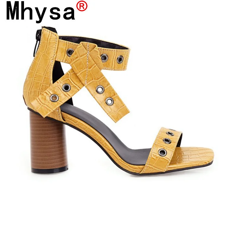 

Gladiator Women Sandals 2021 Summer New Fashion Square Head Open-toed High Heels Women's Party Sandals Shoes for Woman Plus Size