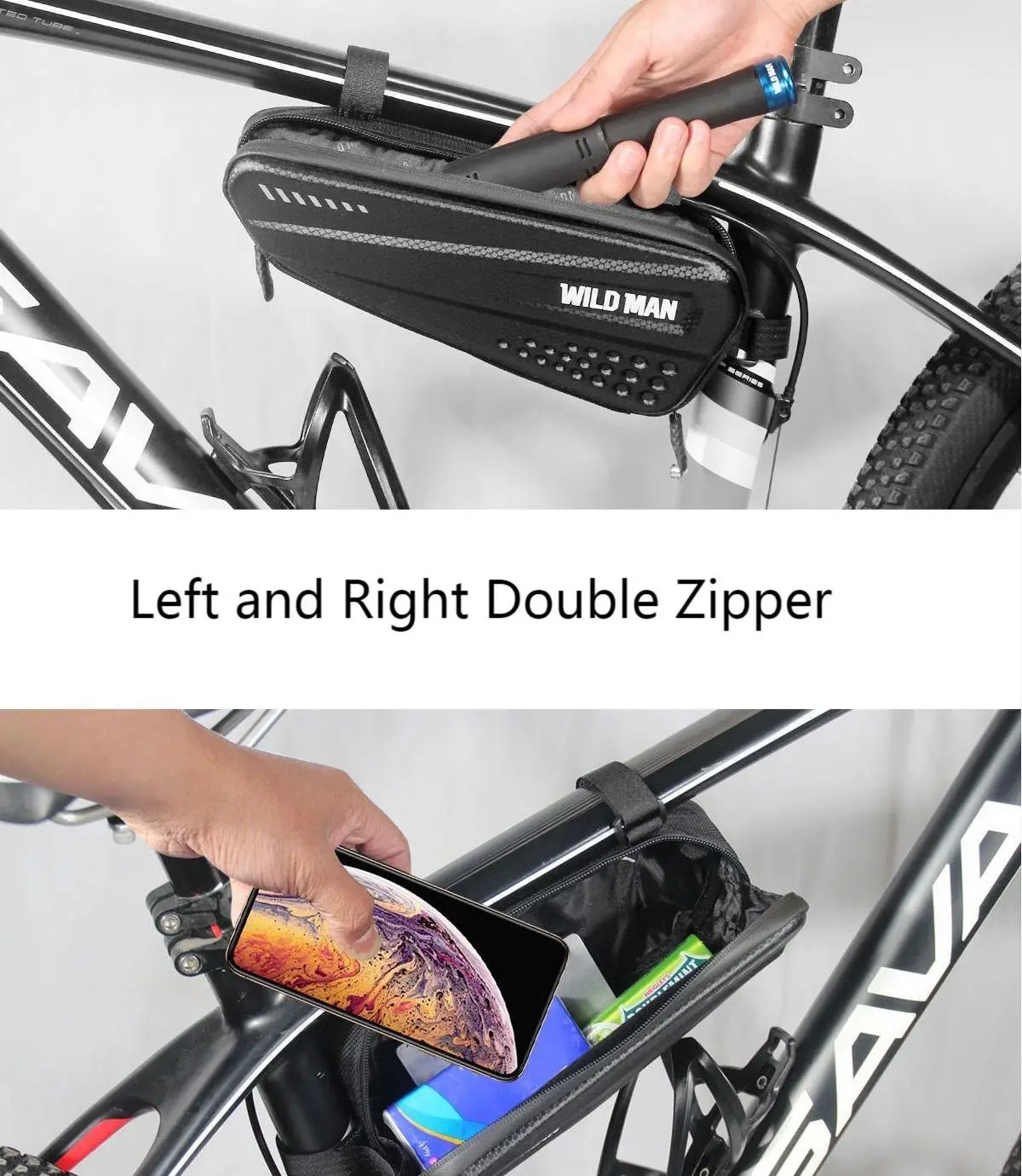 wild man bike triangle bag hard shell phone tool waterproof tube front frame big capacity cycling bag bicycle mtb accessories free global shipping