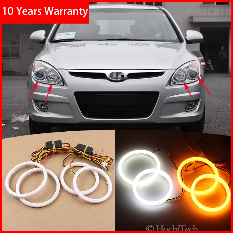 for Hyundai i30 2008 2009 2010 2011 Cotton Switchback LED Dual Color Angel Eye White Amber turn signal light for Hyundai i30 2008 2009 2010 2011 Cotton Switchback LED Dual Color Angel Eye White Amber turn signal light