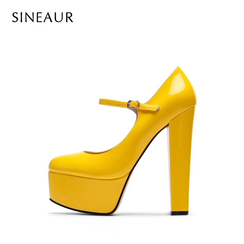 Туфли SINEAUR женские на массивном каблуке 15 см модные офисные туфли платформе с