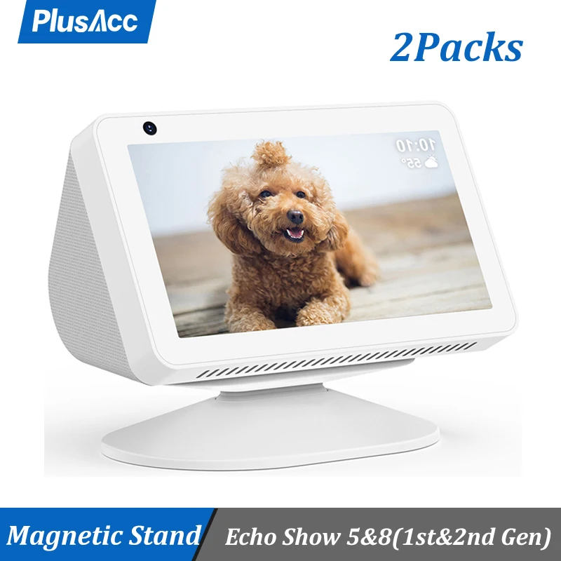 2Packs PlusAcc Adjustable Magnetic Stand Mount for Alexa Amazon Echo Show 8 5(1st 2nd Gen) with Anti-Slip Base &amp Tilt Function |