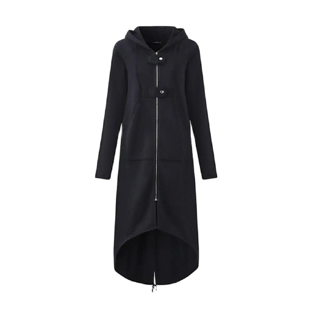 Женская Асимметричная толстовка с капюшоном и длинным рукавом на молнии