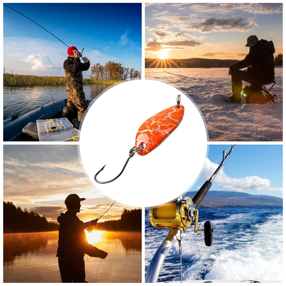 

Portable Fishing Spoon Lures Set Metal Baits Fishing Hooks Trout Fishing Bait For Trout Char And Perch with Tackle Box