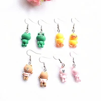 korean fashion funny resin drop earrings for women creative cute frog cartoons dangle earring personality party jewelry gift