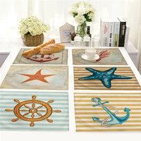 marine sailboatr pattern placemat western pad cup mat river snail dining table mats starfish cotton linen drink coaster