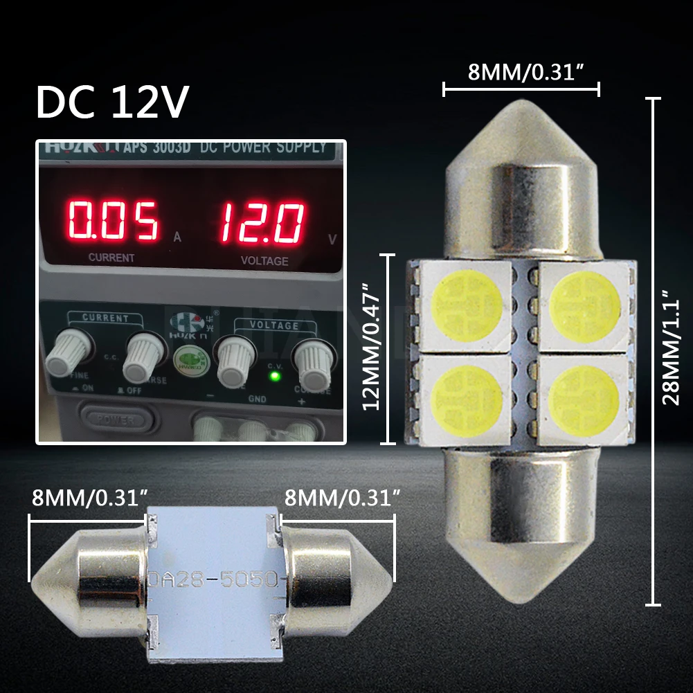 Светодиодный светильник для салона автомобиля 2 шт. 28 мм 5050 4SMD C5W|Сигнальная лампа|