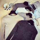 Женский Блестящий свитер с люрексом, однотонный пуловер с длинным рукавом, Осень-зима, 2019